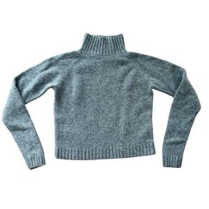 The Elder Statesman Cashmere Sweater Mock Neck Grey Cropped XS